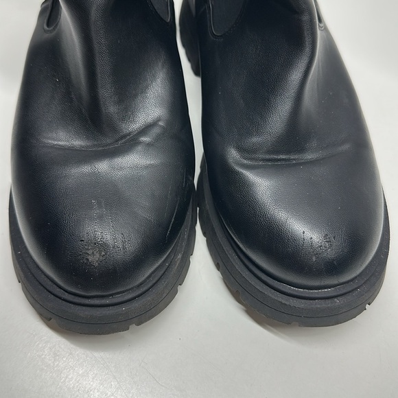 Asos Chelsea Boot Chunky Faux Vegan Leather Pull On Booties Shoes Boots Black 7 - Picture 3 of 8